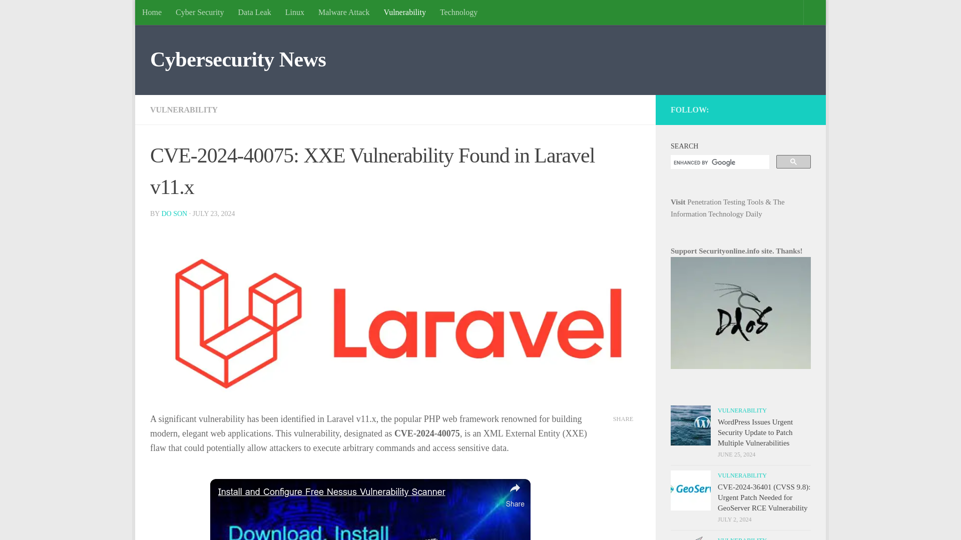 CVE-2024-40075: XXE Vulnerability Found in Laravel v11.x