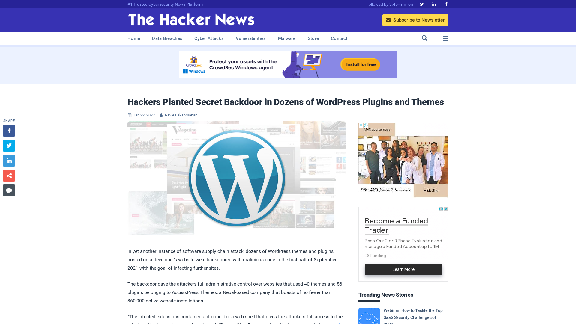 Hackers Planted Secret Backdoor in Dozens of WordPress Plugins and Themes