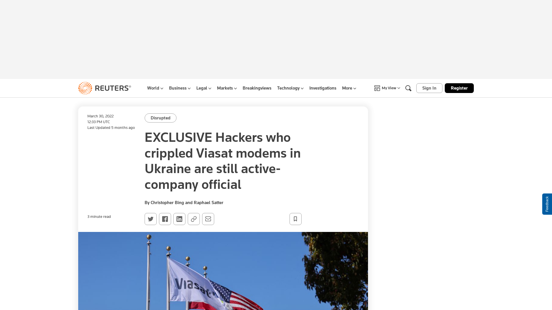 EXCLUSIVE Hackers who crippled Viasat modems in Ukraine are still active- company official | Reuters