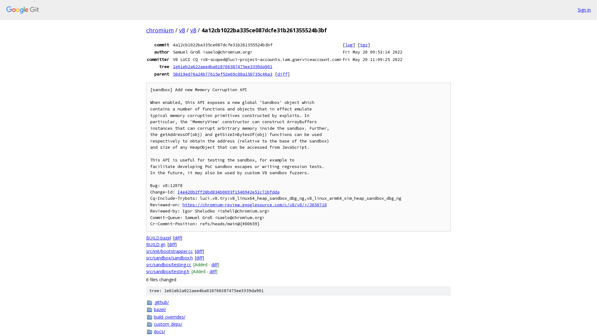4a12cb1022ba335ce087dcfe31b261355524b3bf - v8/v8 - Git at Google