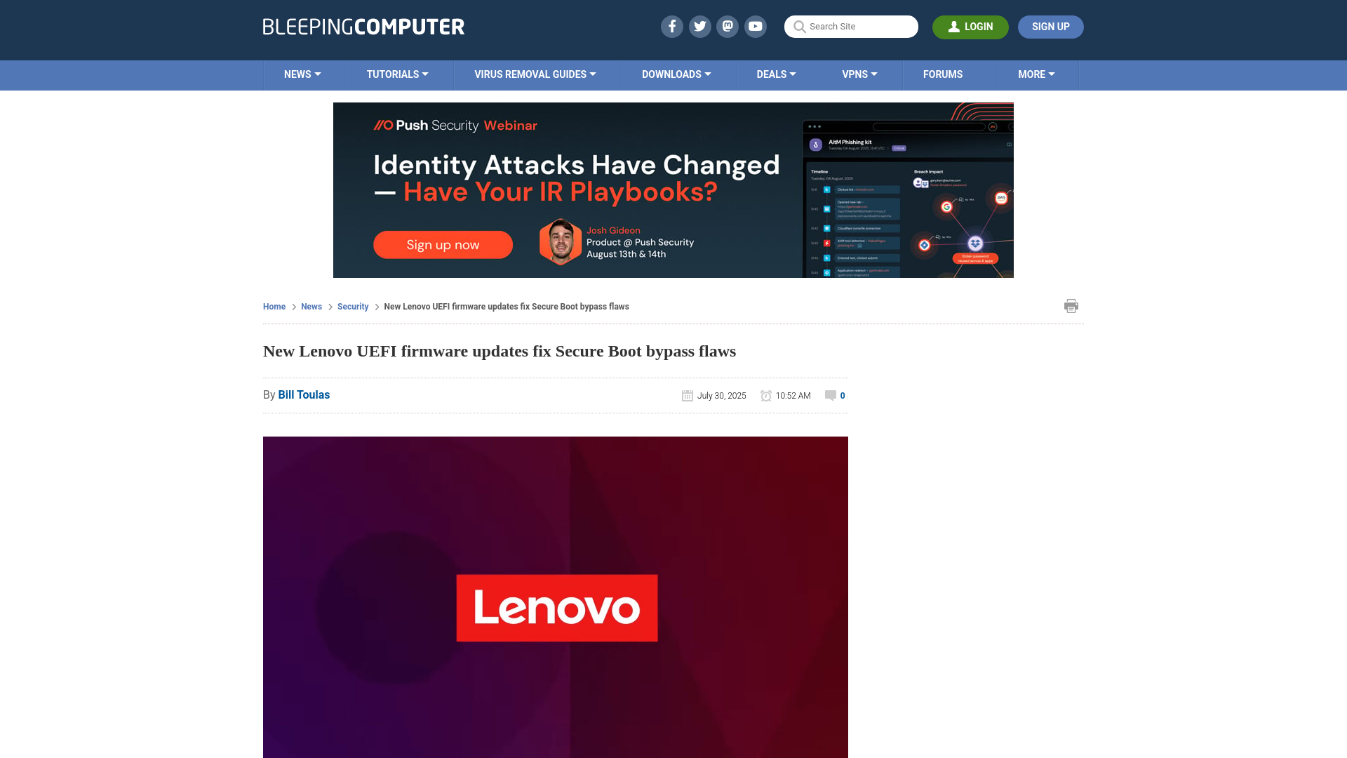 New Lenovo UEFI firmware updates fix Secure Boot bypass flaws