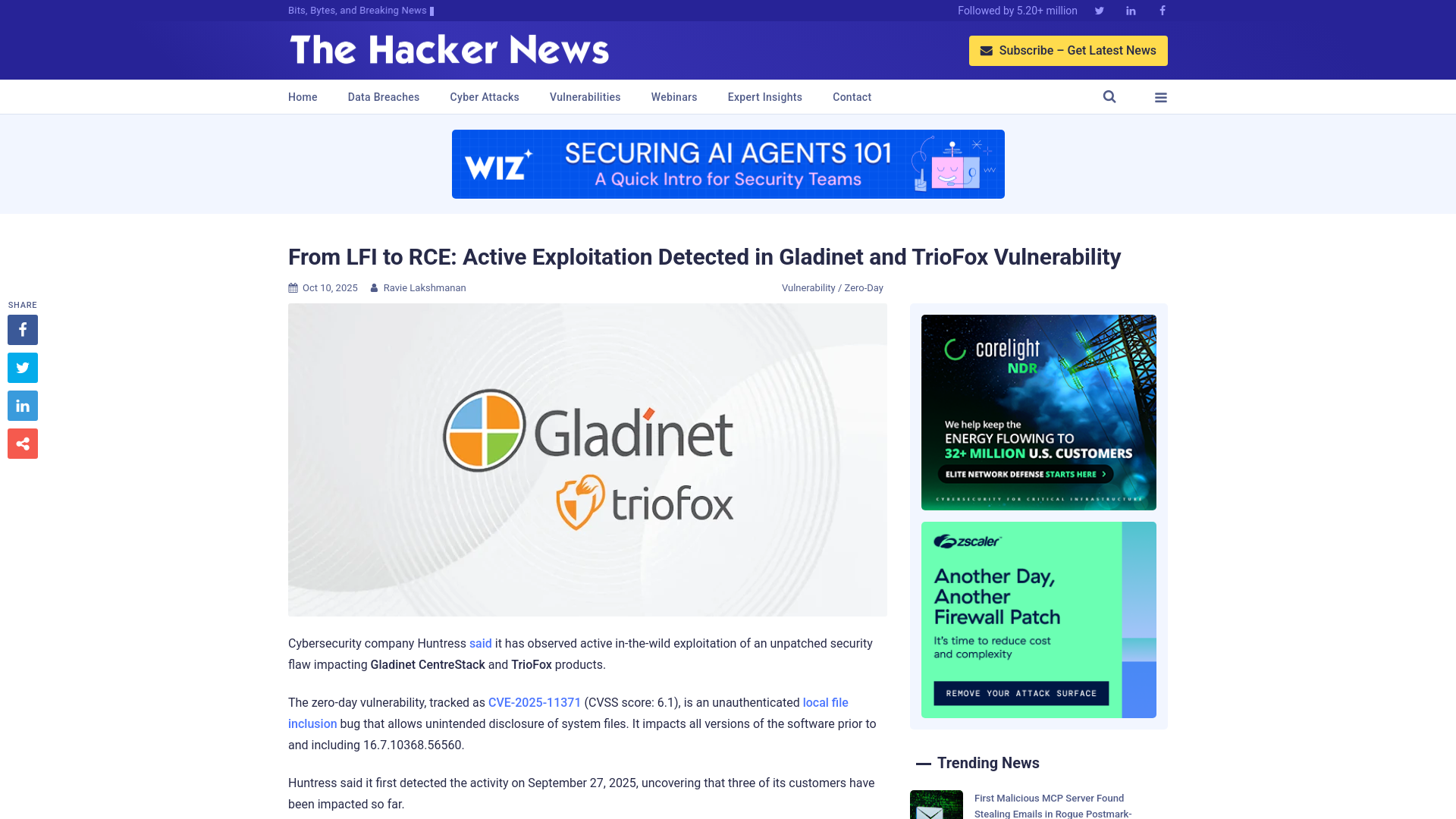 From LFI to RCE: Active Exploitation Detected in Gladinet and TrioFox Vulnerability