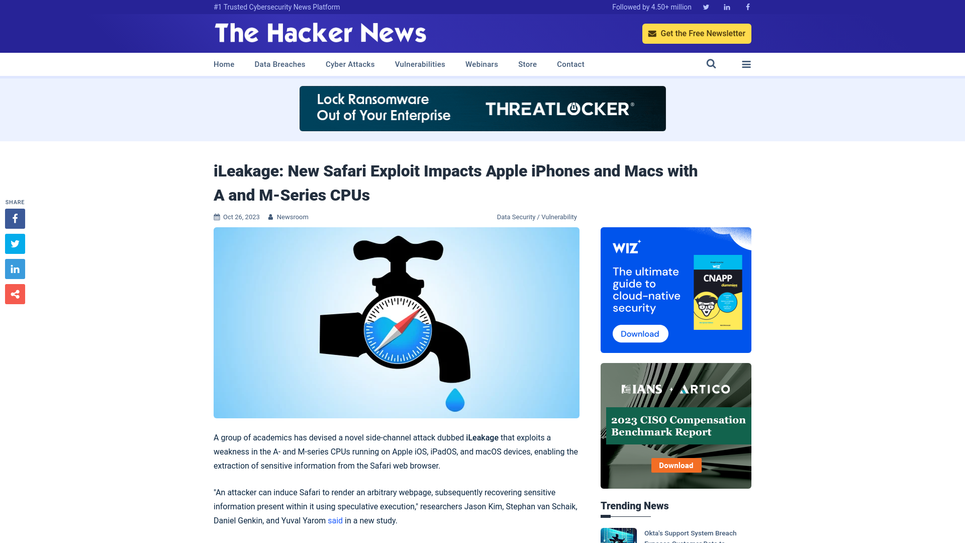 iLeakage: New Safari Exploit Impacts Apple iPhones and Macs with A and M-Series CPUs