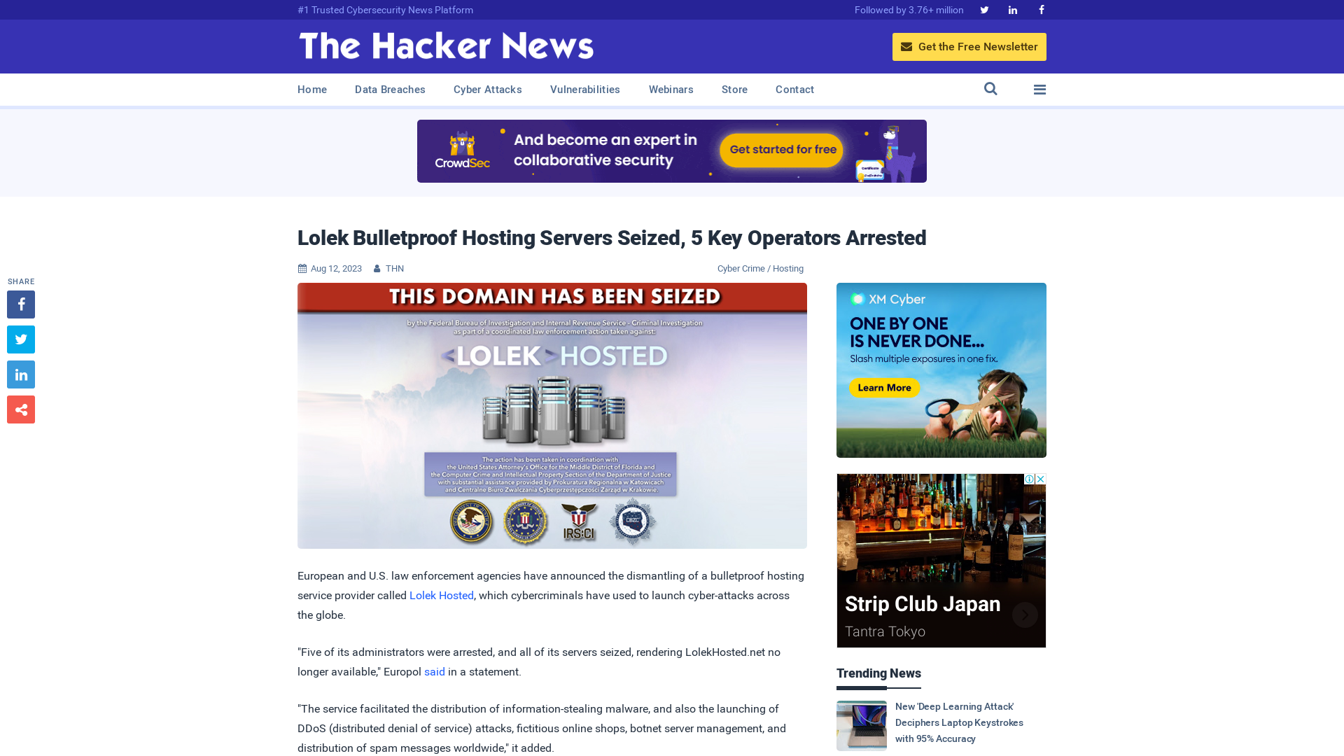 Lolek Bulletproof Hosting Servers Seized, 5 Key Operators Arrested