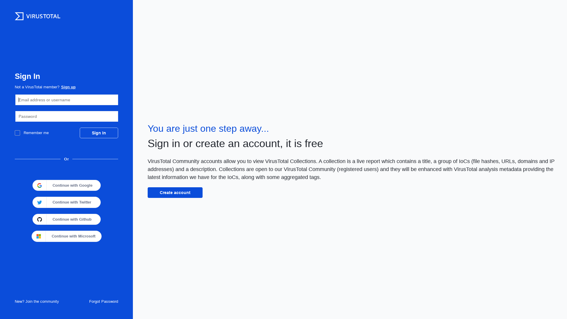 VirusTotal - Sign in