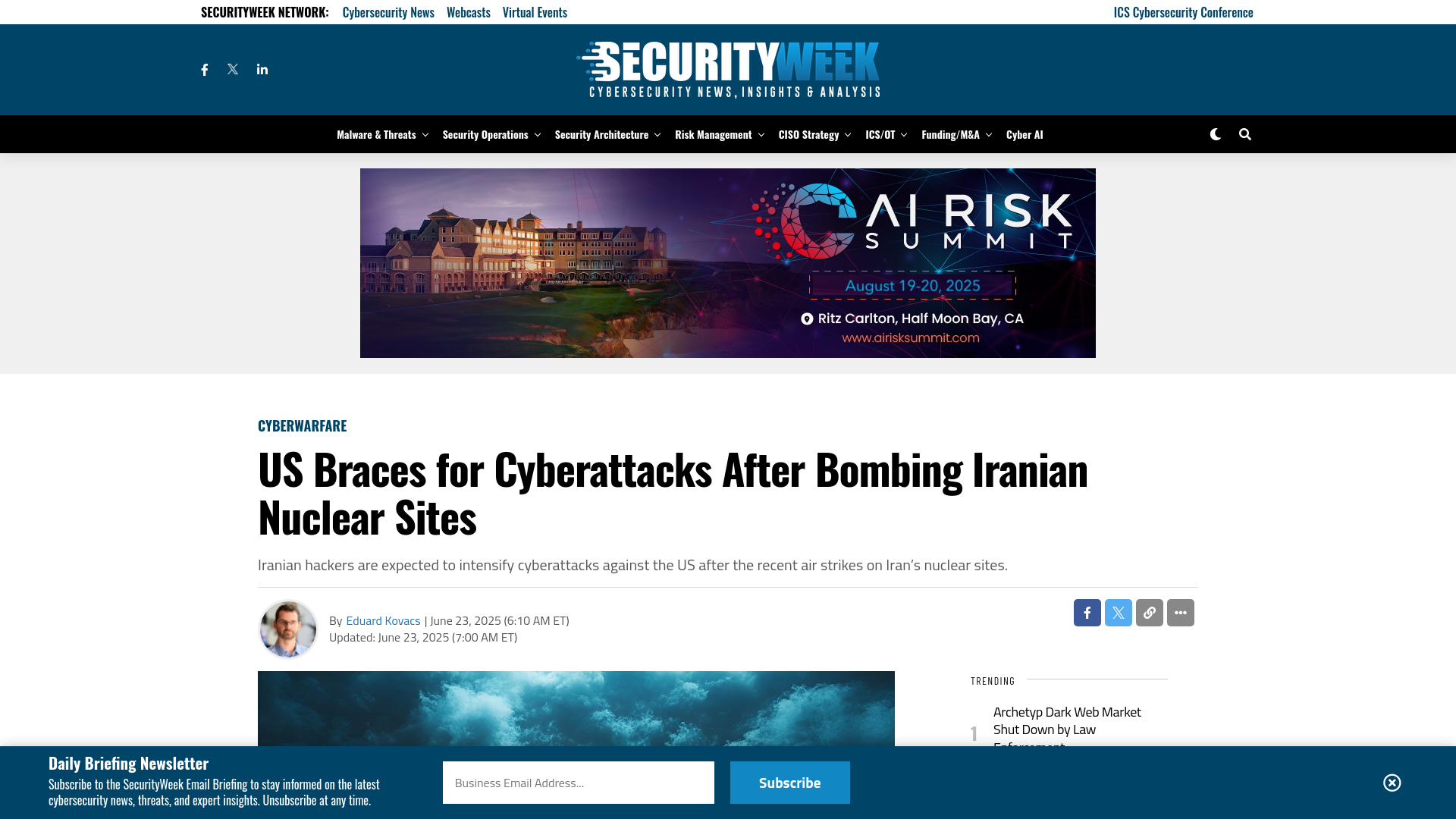 US Braces for Cyberattacks After Bombing Iranian Nuclear Sites - SecurityWeek