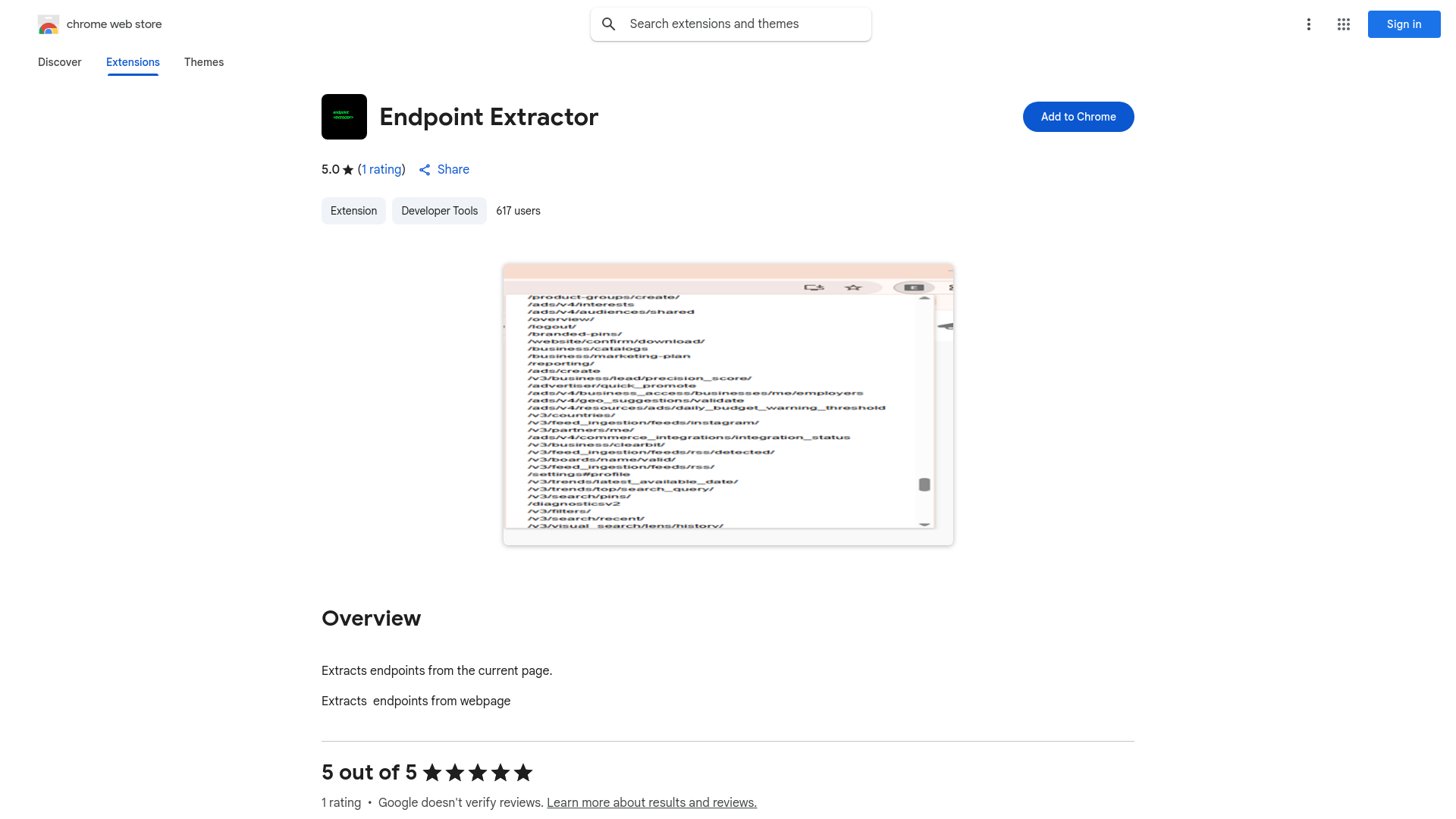 Endpoint Extractor - Chrome Web Store