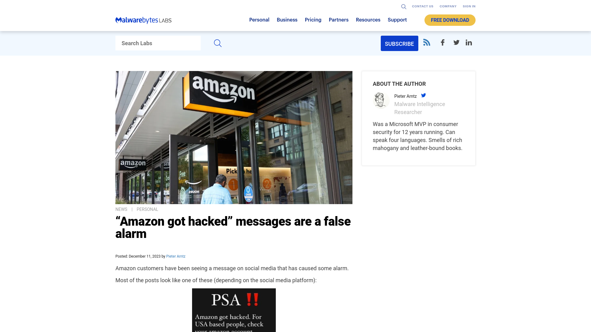 "Amazon got hacked" messages are a false alarm | Malwarebytes