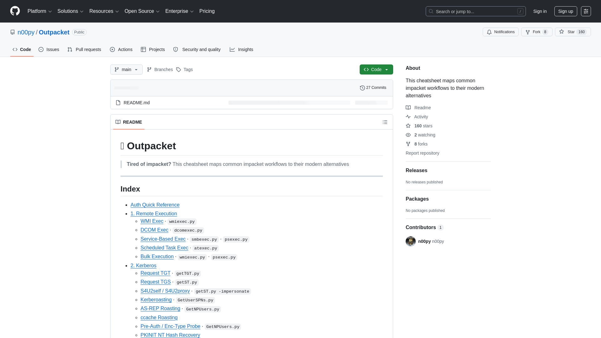 GitHub - n00py/Outpacket: This cheatsheet maps common impacket workflows to their modern alternatives · GitHub