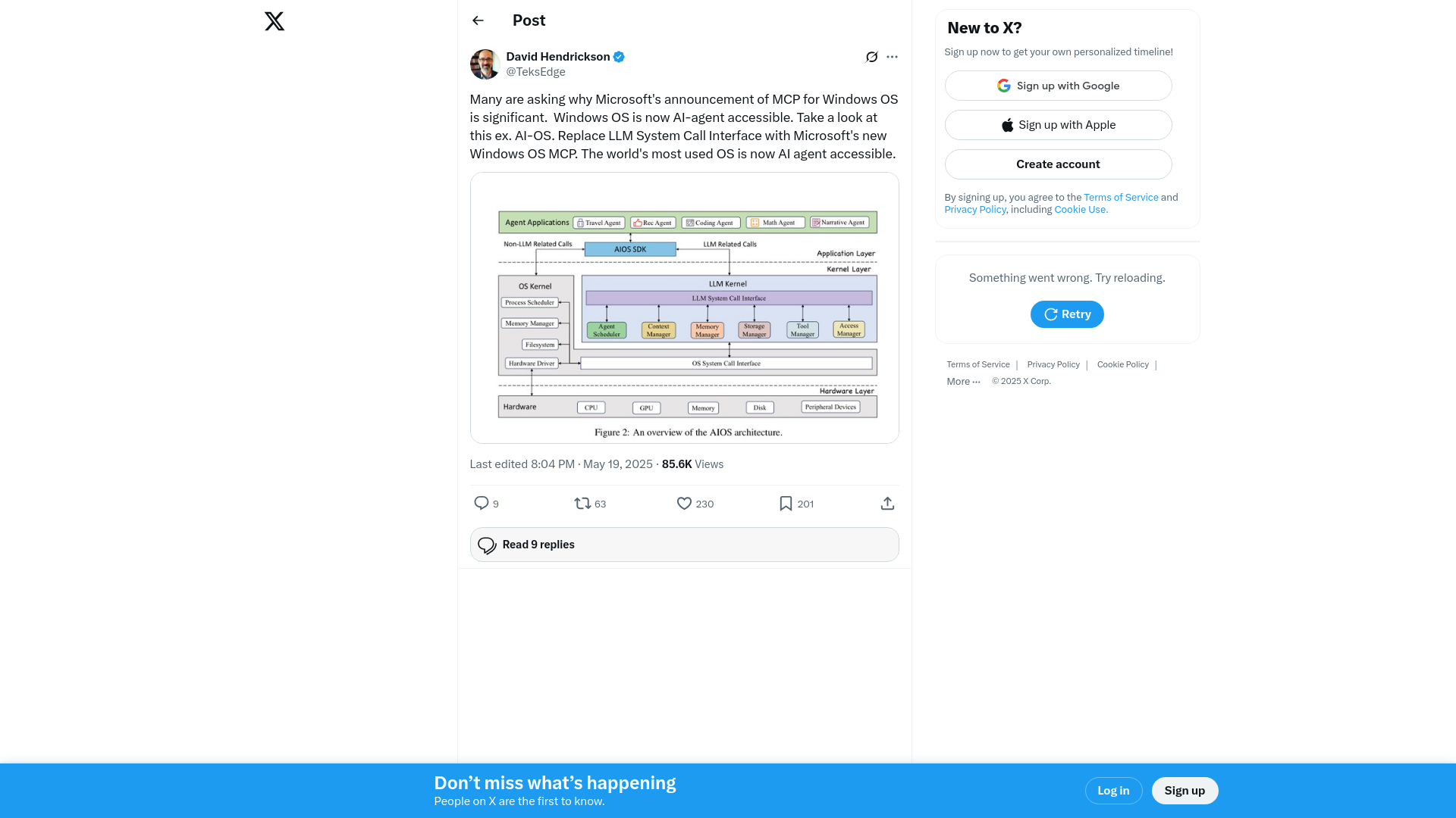 David Hendrickson on X: "Many are asking why Microsoft's announcement of MCP for Windows OS is significant. Windows OS is now AI-agent accessible. Take a look at this ex. AI-OS. Replace LLM System Call Interface with Microsoft's new Windows OS MCP. The world's most used OS is now AI agent accessible. https://t.co/pYxg99EHhV" / X