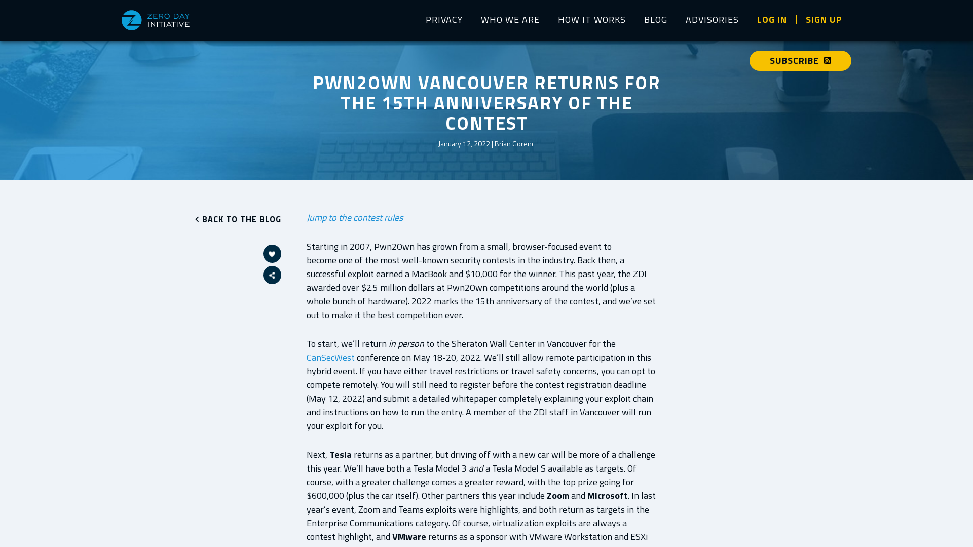 Zero Day Initiative — Pwn2Own Vancouver Returns for the 15th Anniversary of the Contest