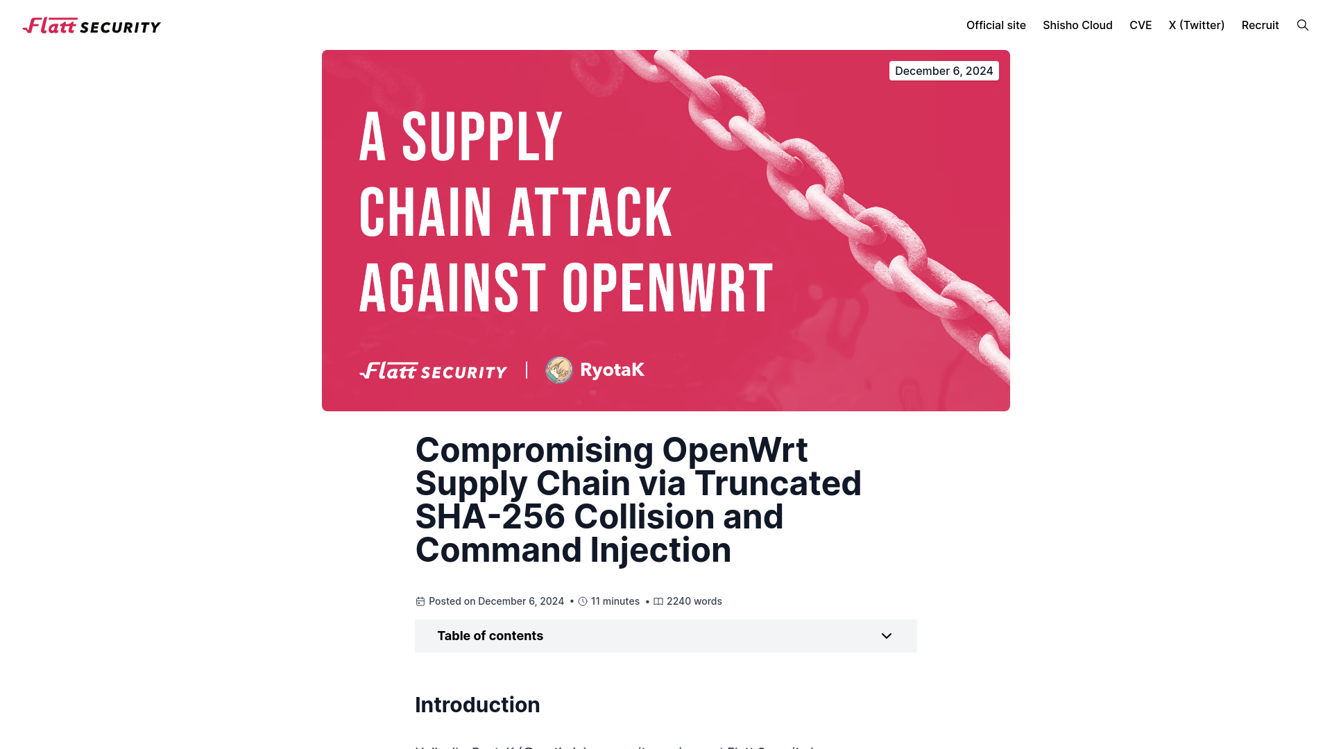 Compromising OpenWrt Supply Chain via Truncated SHA-256 Collision and Command Injection - Flatt Security Research