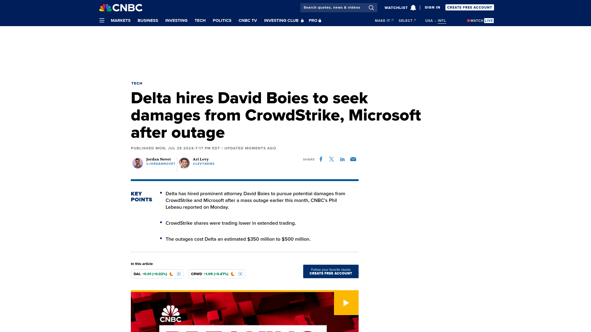 Delta hires David Boies to seek damages from CrowdStrike, Microsoft