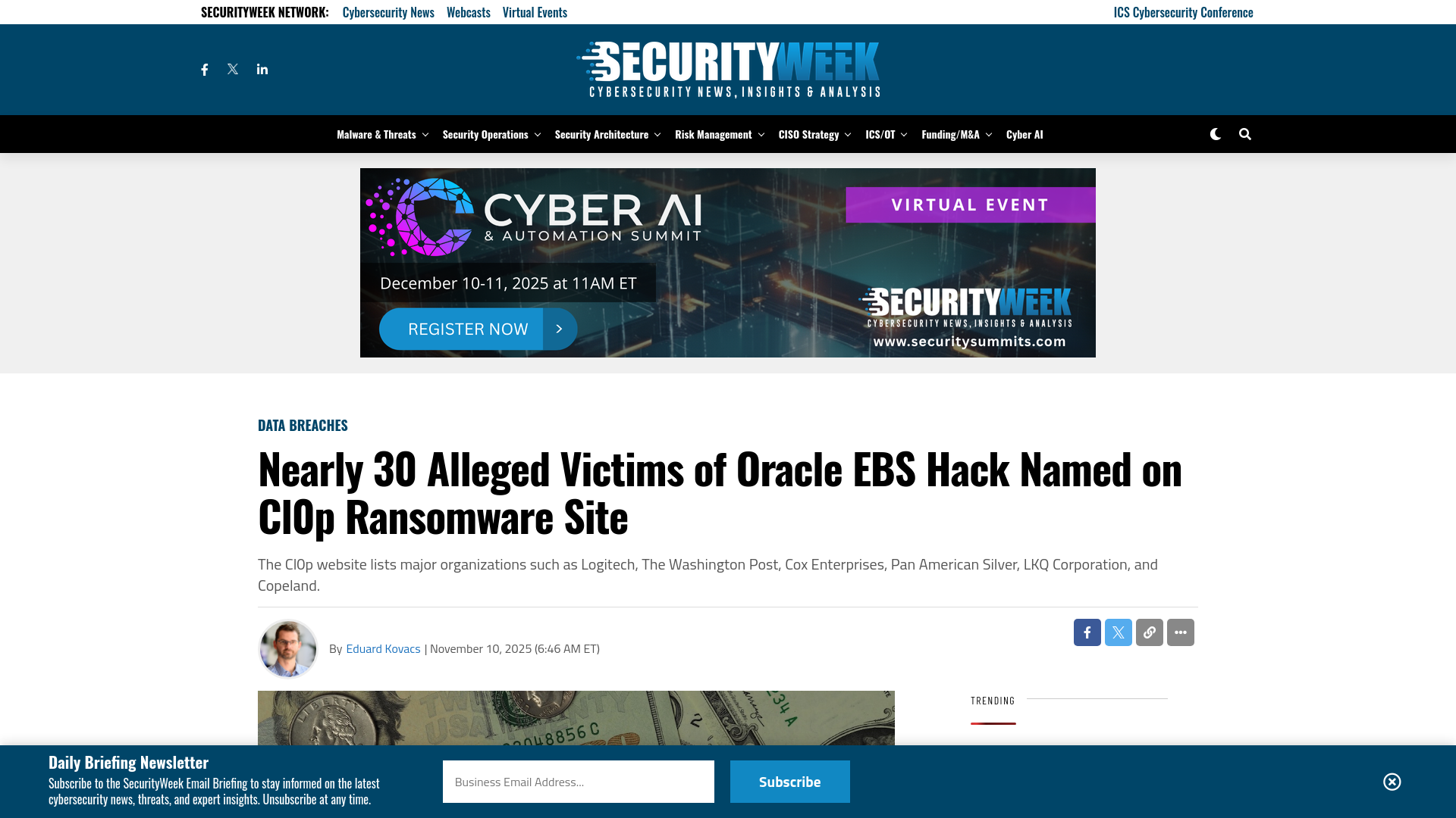Nearly 30 Alleged Victims of Oracle EBS Hack Named on Cl0p Ransomware Site - SecurityWeek