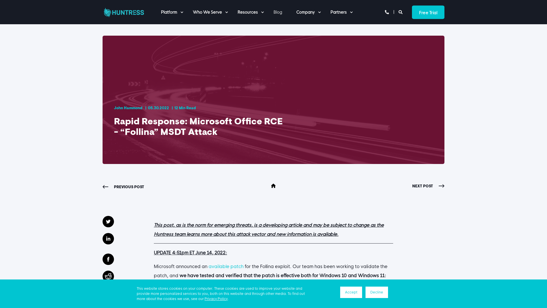 Rapid Response: Microsoft Office RCE - “Follina” MSDT Attack
