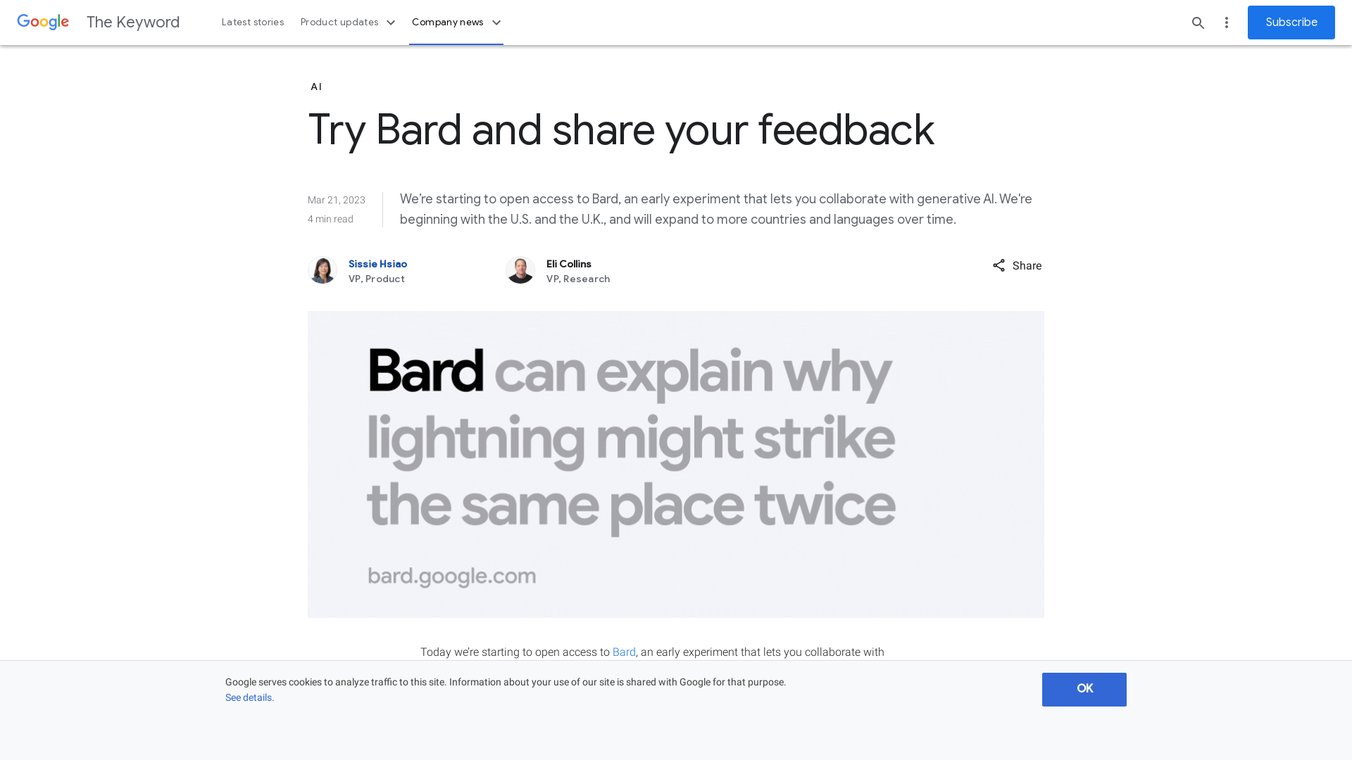 Sign up to try Bard from Google