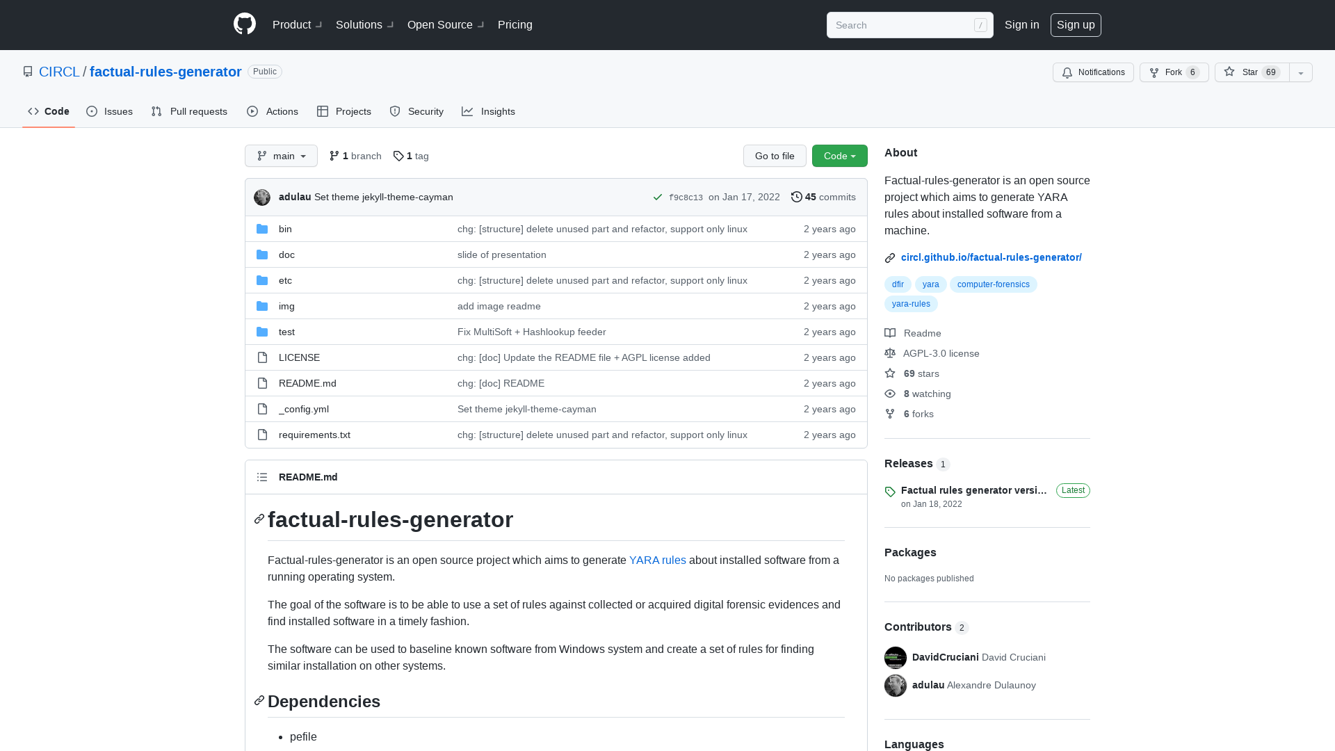 GitHub - CIRCL/factual-rules-generator: Factual-rules-generator is an open source project which aims to generate YARA rules about installed software from a machine.