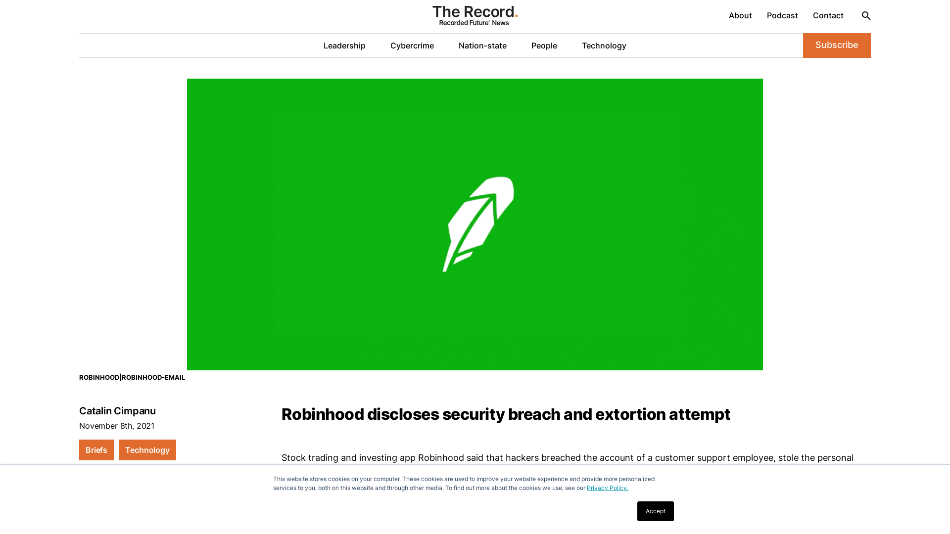 Robinhood discloses security breach and extortion attempt