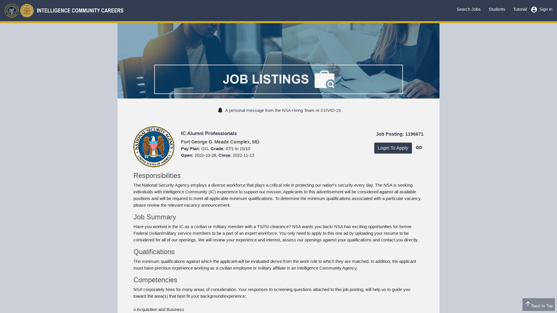 1196671 Job Description | IC Candidate Portal