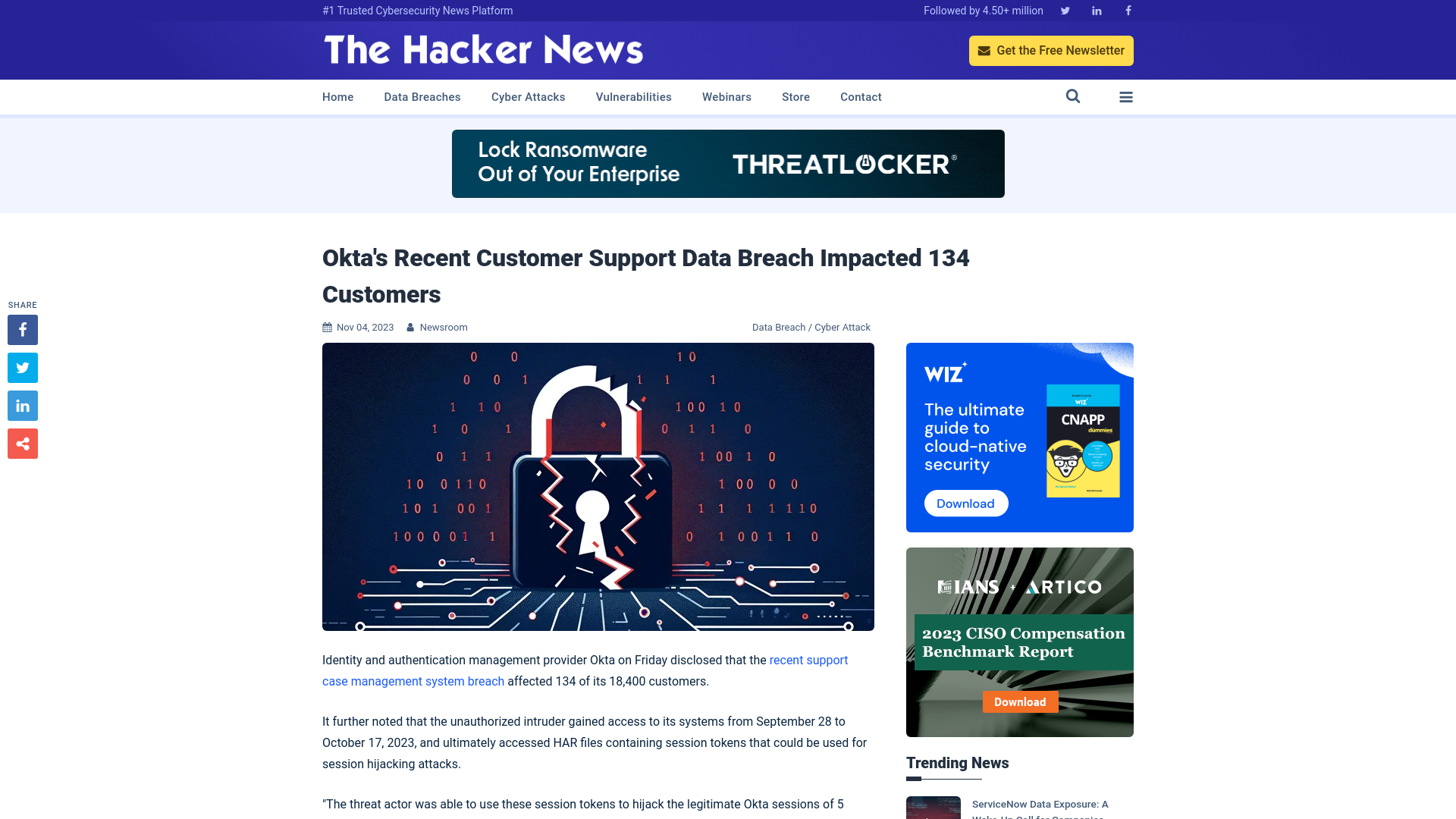 Okta's Recent Customer Support Data Breach Impacted 134 Customers
