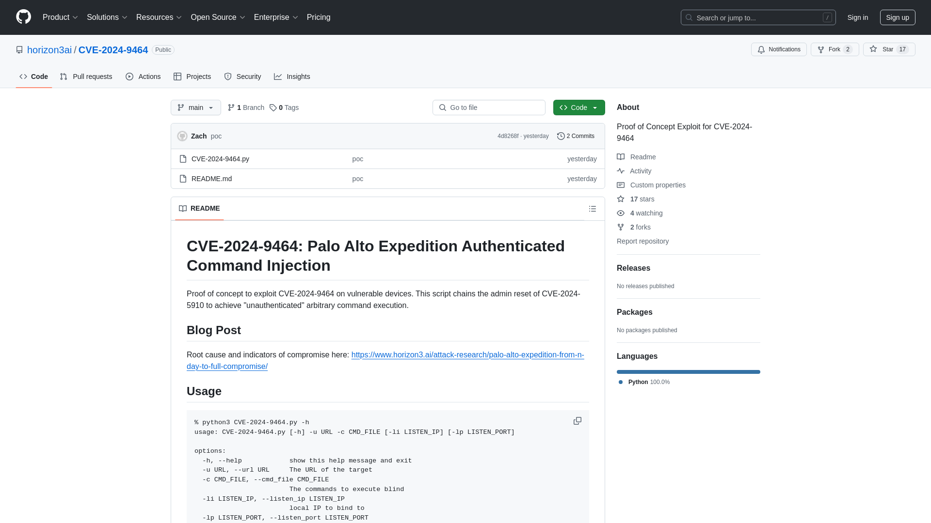 GitHub - horizon3ai/CVE-2024-9464: Proof of Concept Exploit for CVE-2024-9464