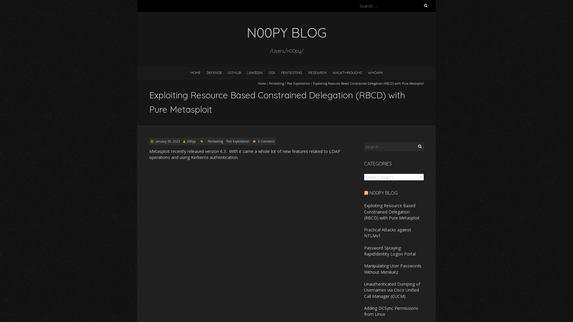 Exploiting Resource Based Constrained Delegation (RBCD) with Pure Metasploit – n00py Blog