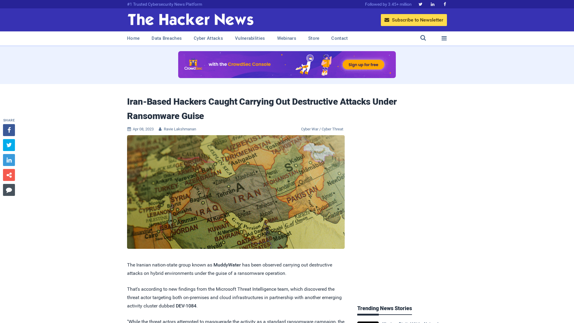 Iran-Based Hackers Caught Carrying Out Destructive Attacks Under Ransomware Guise