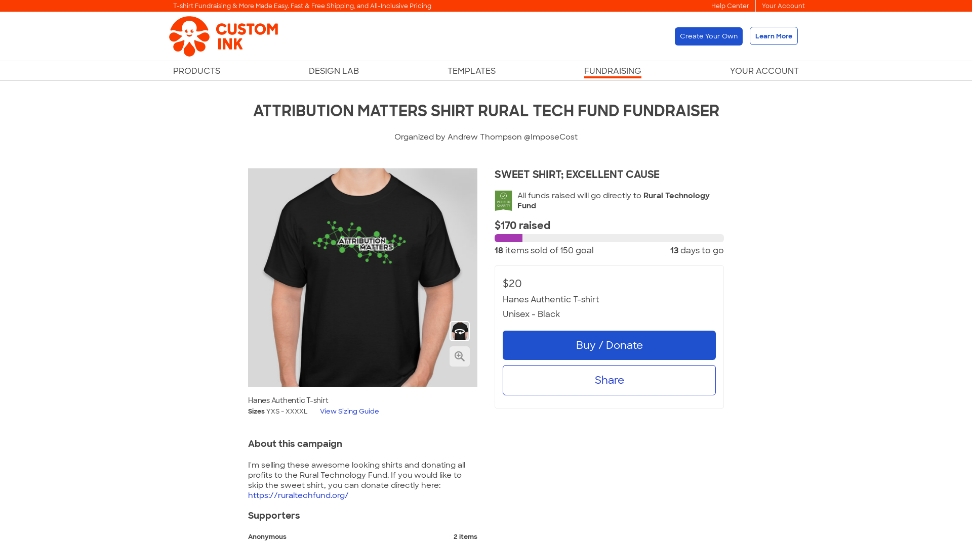 ATTRIBUTION MATTERS SHIRT RURAL TECH FUND FUNDRAISER Custom Ink Fundraising