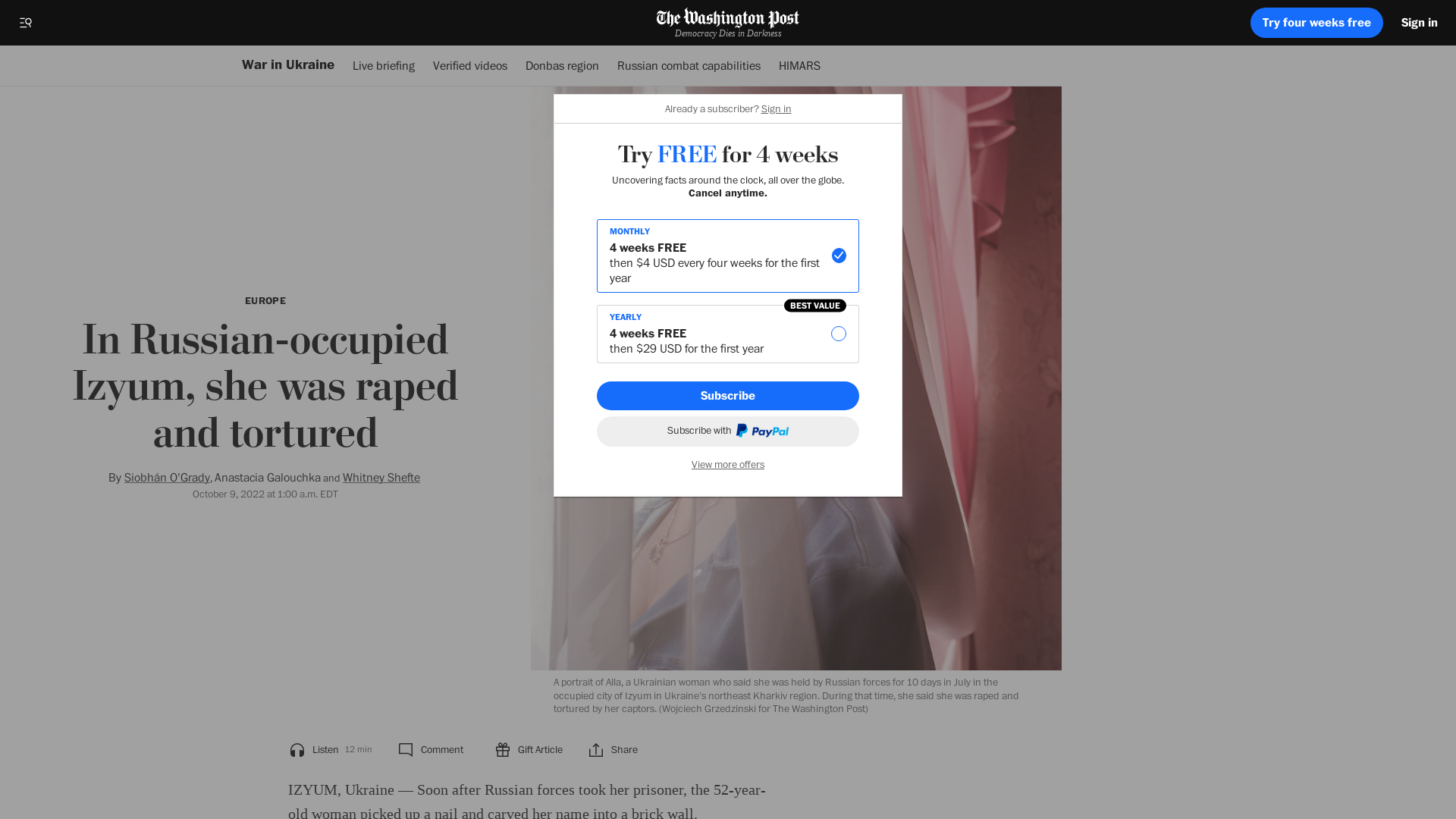 Victim tells of rape and torture by Russian soldiers in occupied Izyum - The Washington Post