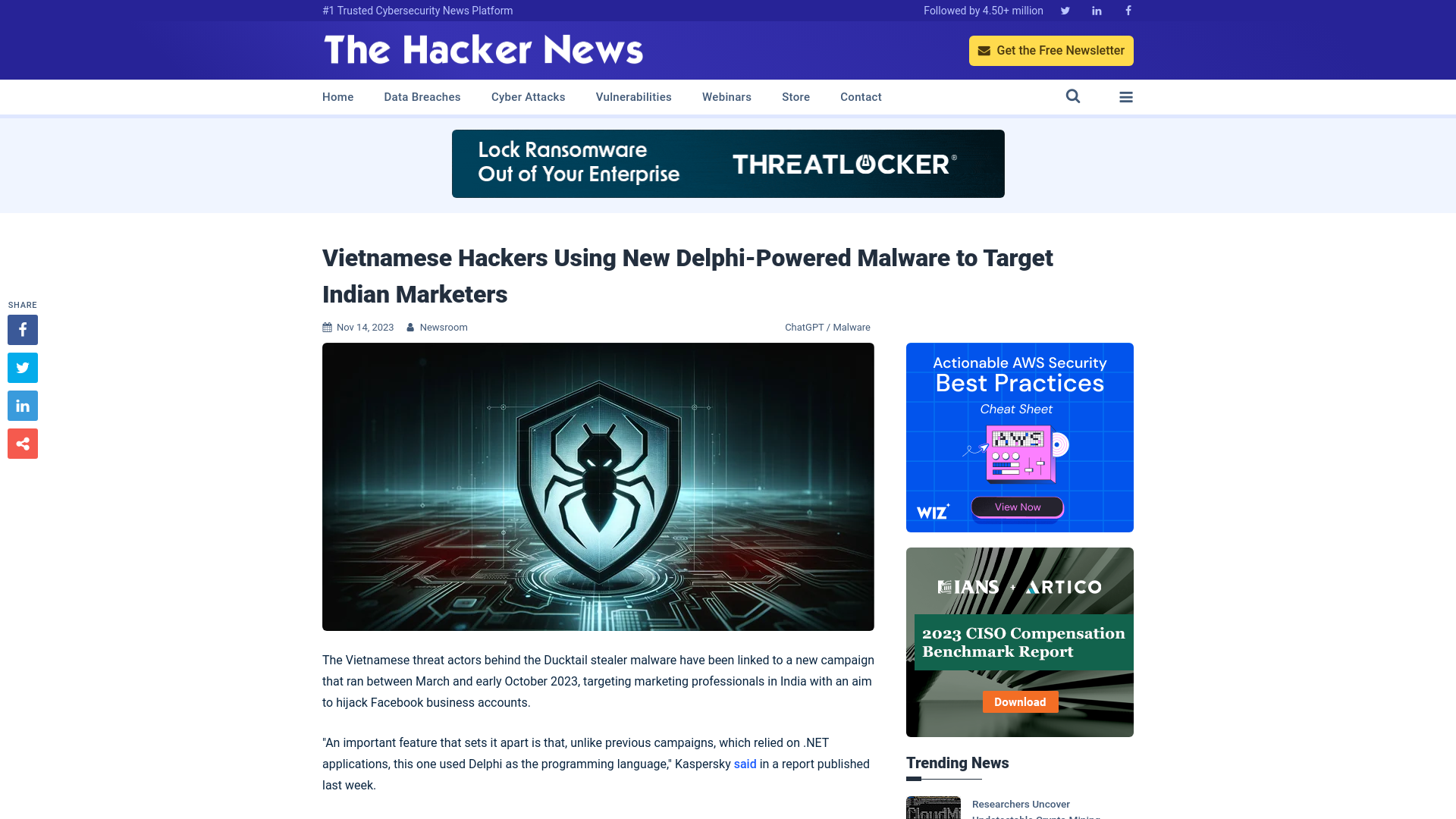 Vietnamese Hackers Using New Delphi-Powered Malware to Target Indian Marketers