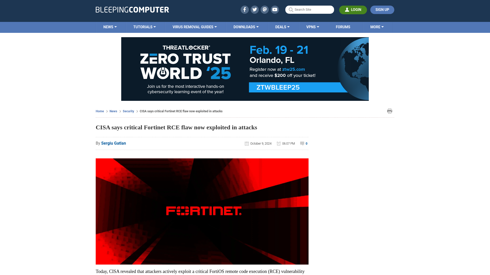 CISA says critical Fortinet RCE flaw now exploited in attacks