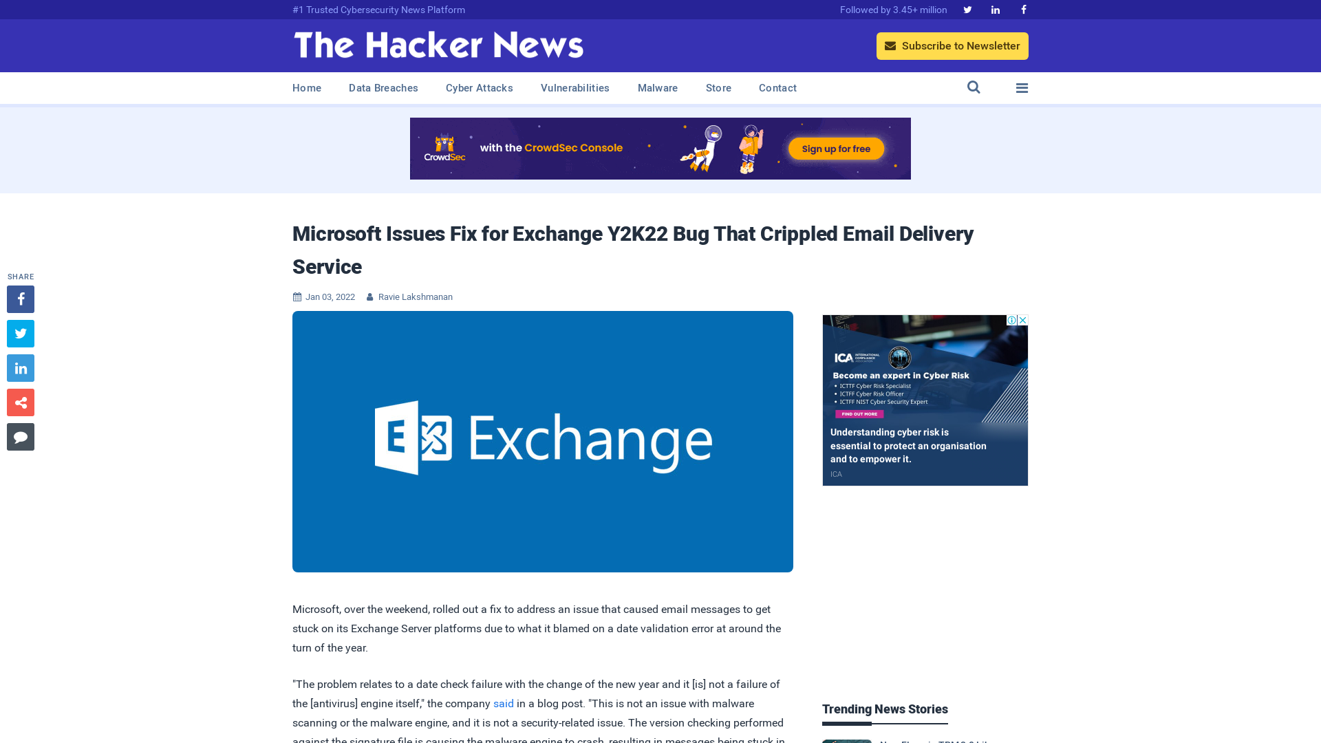 Microsoft Issues Fix for Exchange Y2K22 Bug That Crippled Email Delivery Service