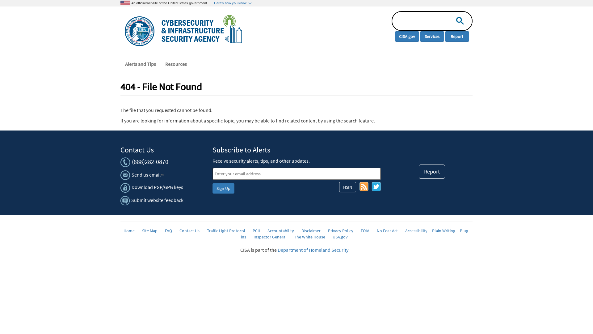 404 - File Not Found | CISA