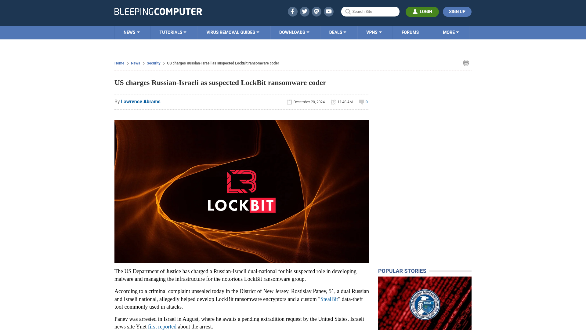 US charges Russian-Israeli as suspected LockBit ransomware coder