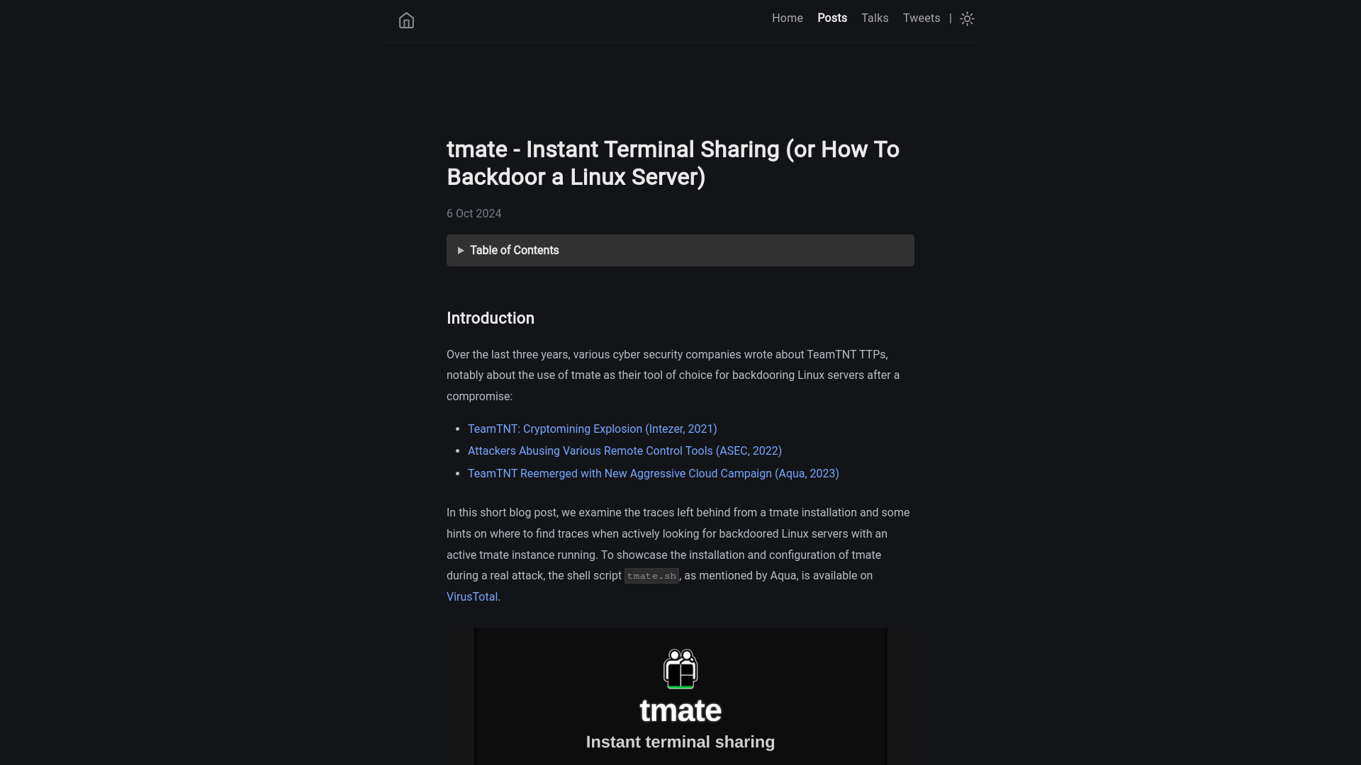 tmate - Instant Terminal Sharing (or How To Backdoor a Linux Server) | dfir.ch