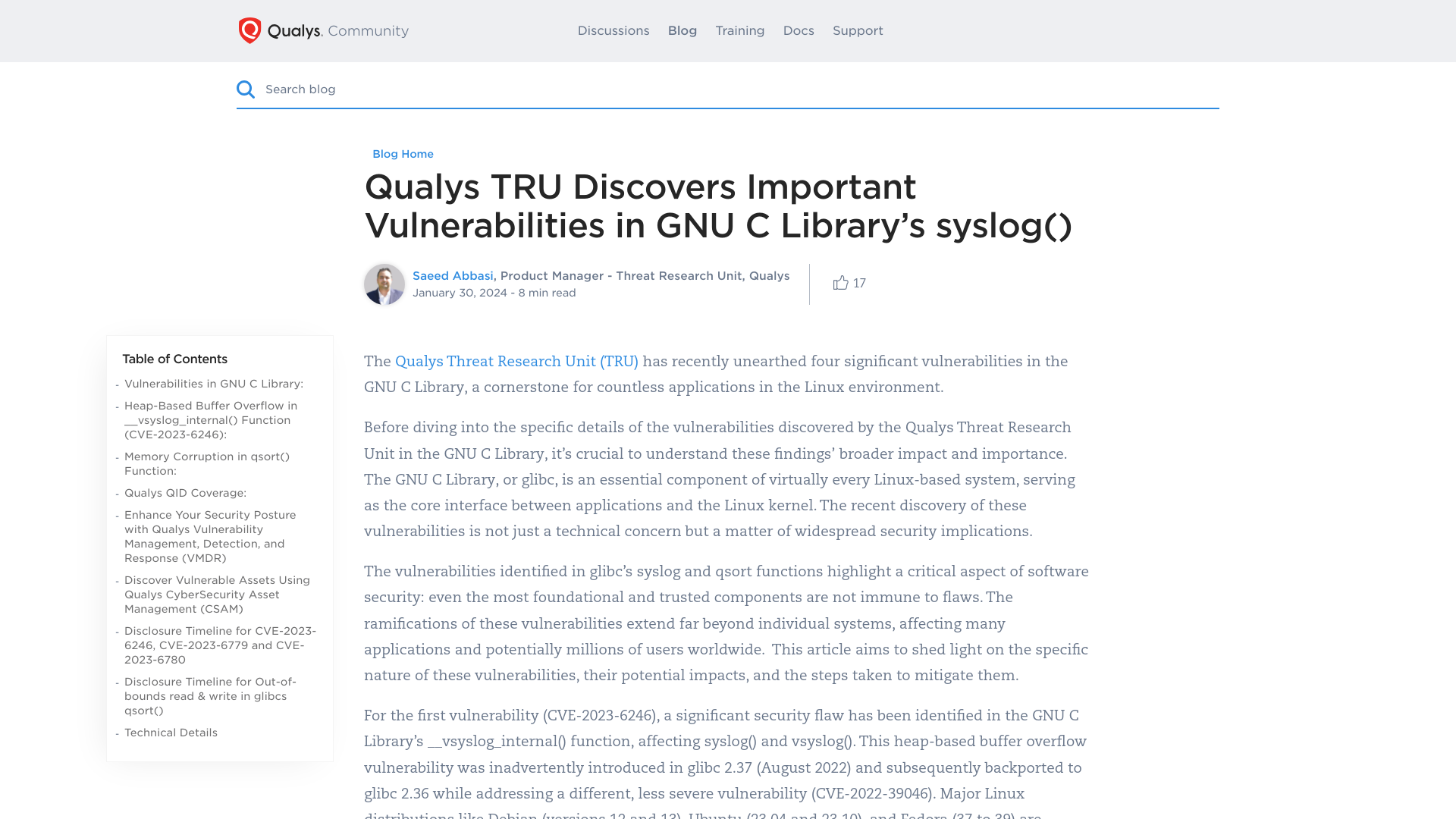 Qualys TRU Discovers Important Vulnerabilities in GNU C Library’s syslog() | Qualys Security Blog