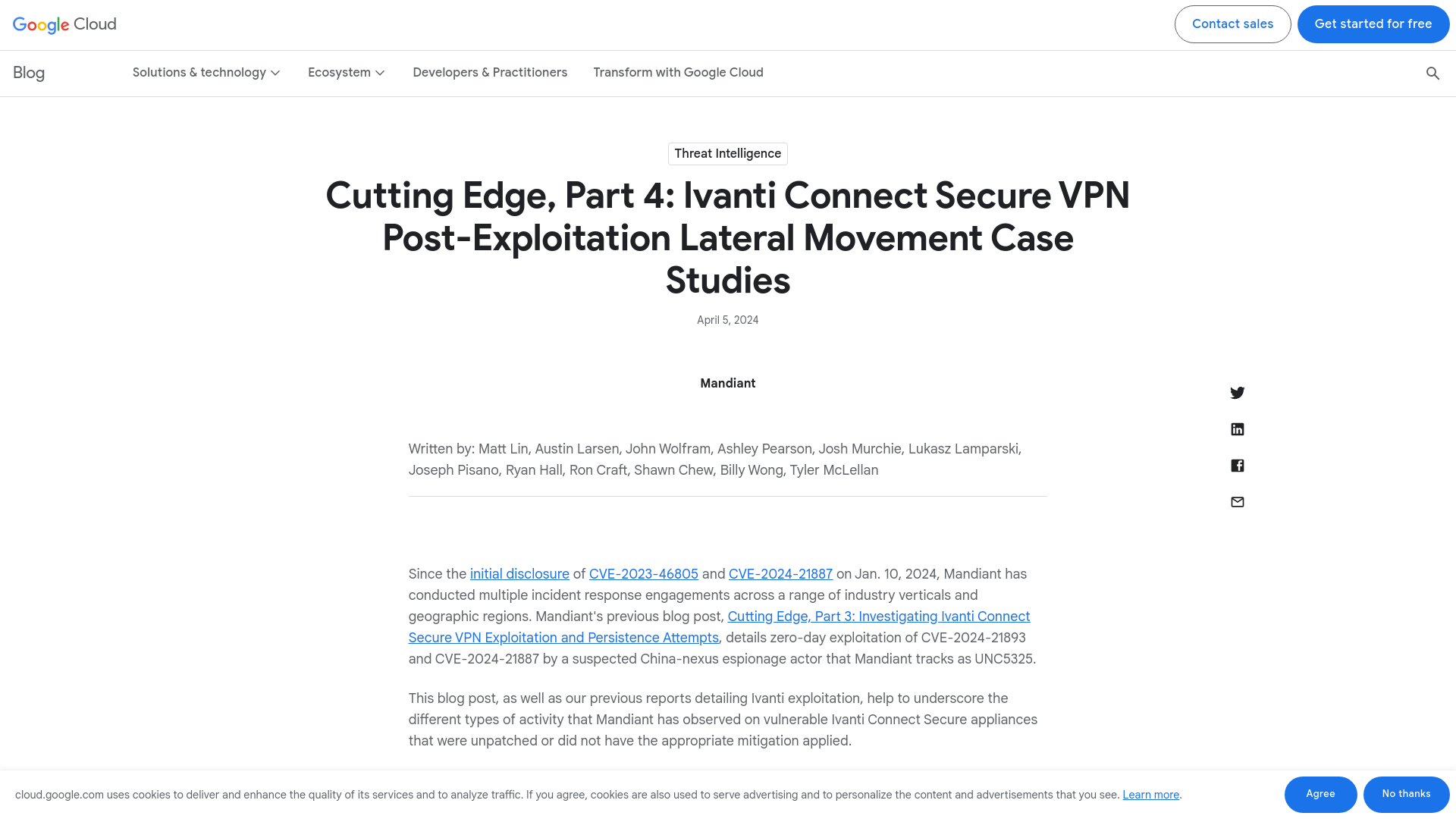 Cutting Edge, Part 4: Ivanti Connect Secure VPN Post-Exploitation Lateral Movement Case Studies | Google Cloud Blog