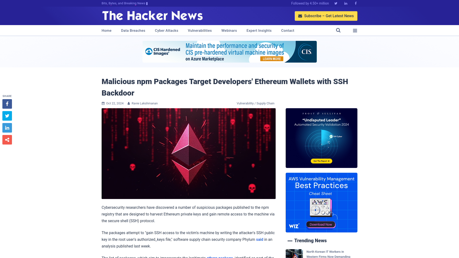 Malicious npm Packages Target Developers' Ethereum Wallets with SSH Backdoor