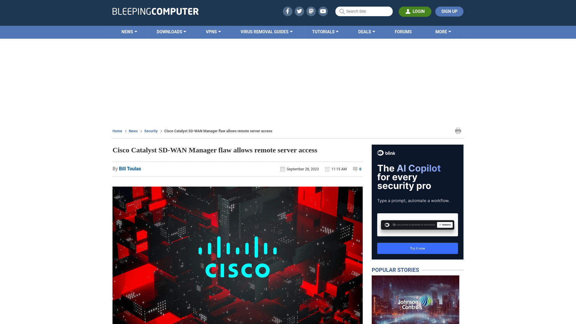 Cisco Catalyst SD-WAN Manager flaw allows remote server access