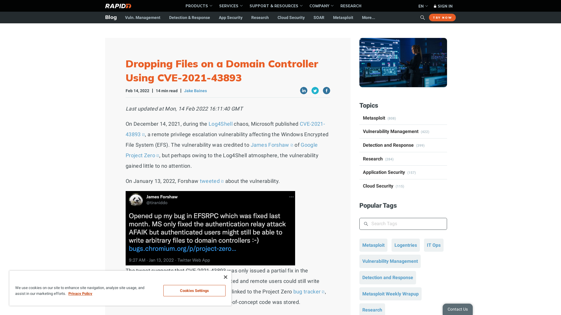 Dropping Files on a Domain Controller Using CVE-2021-43893 | Rapid7 Blog