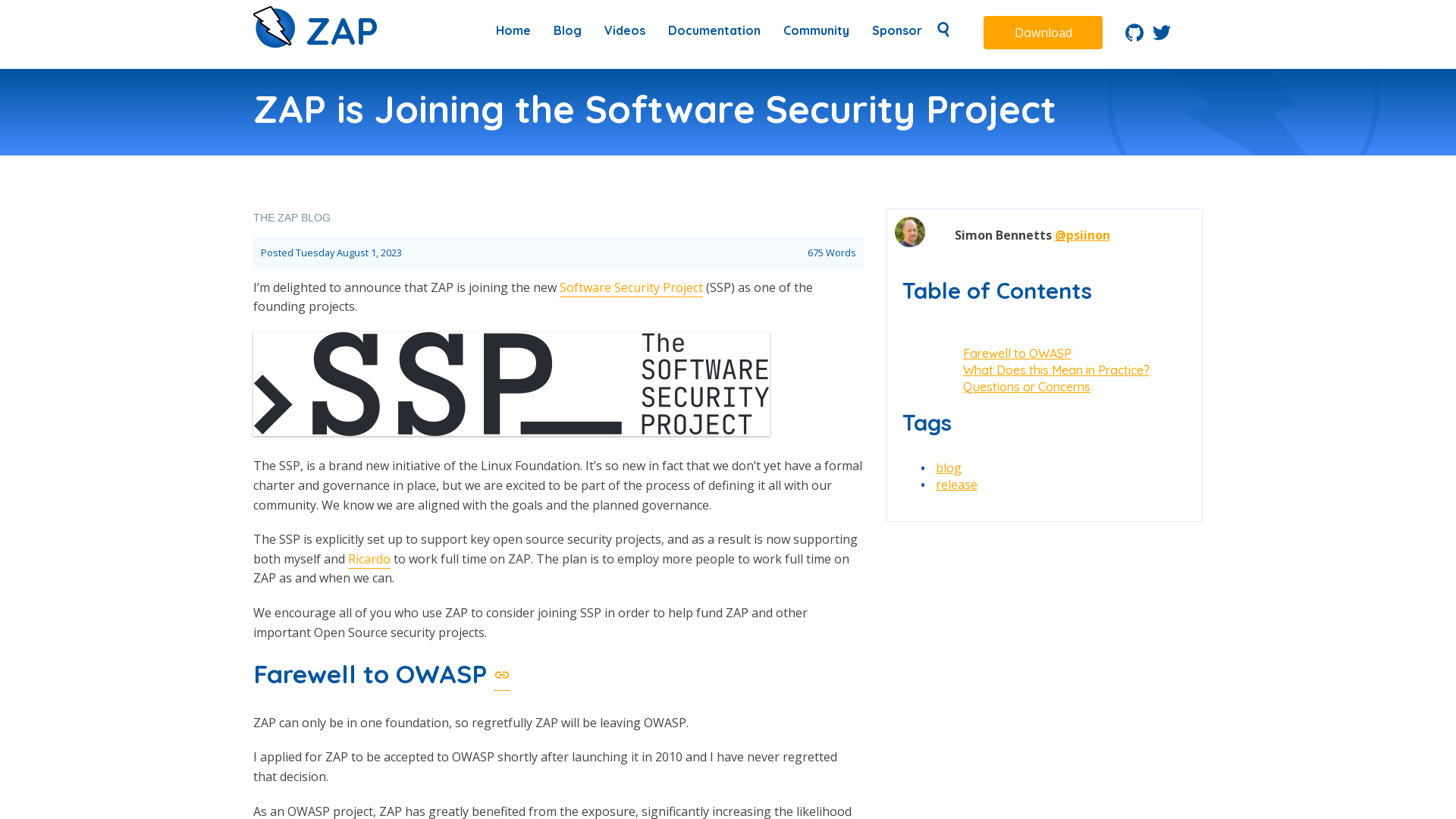 ZAP – ZAP is Joining the Software Security Project