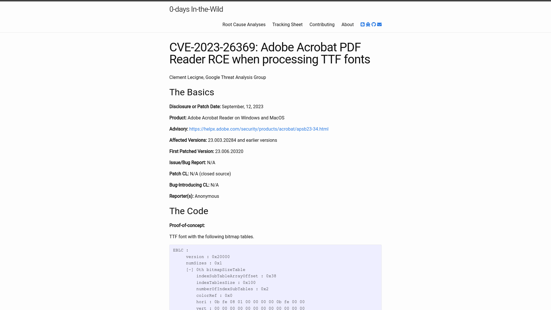 CVE-2023-26369: Adobe Acrobat PDF Reader RCE when processing TTF fonts | 0-days In-the-Wild