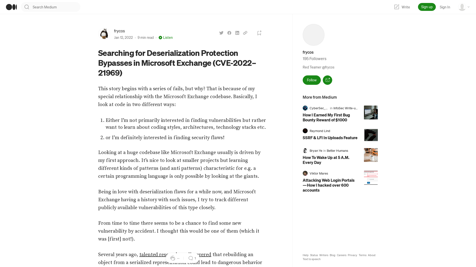 Searching for Deserialization Protection Bypasses in Microsoft Exchange (CVE-2022–21969) | by frycos | Medium