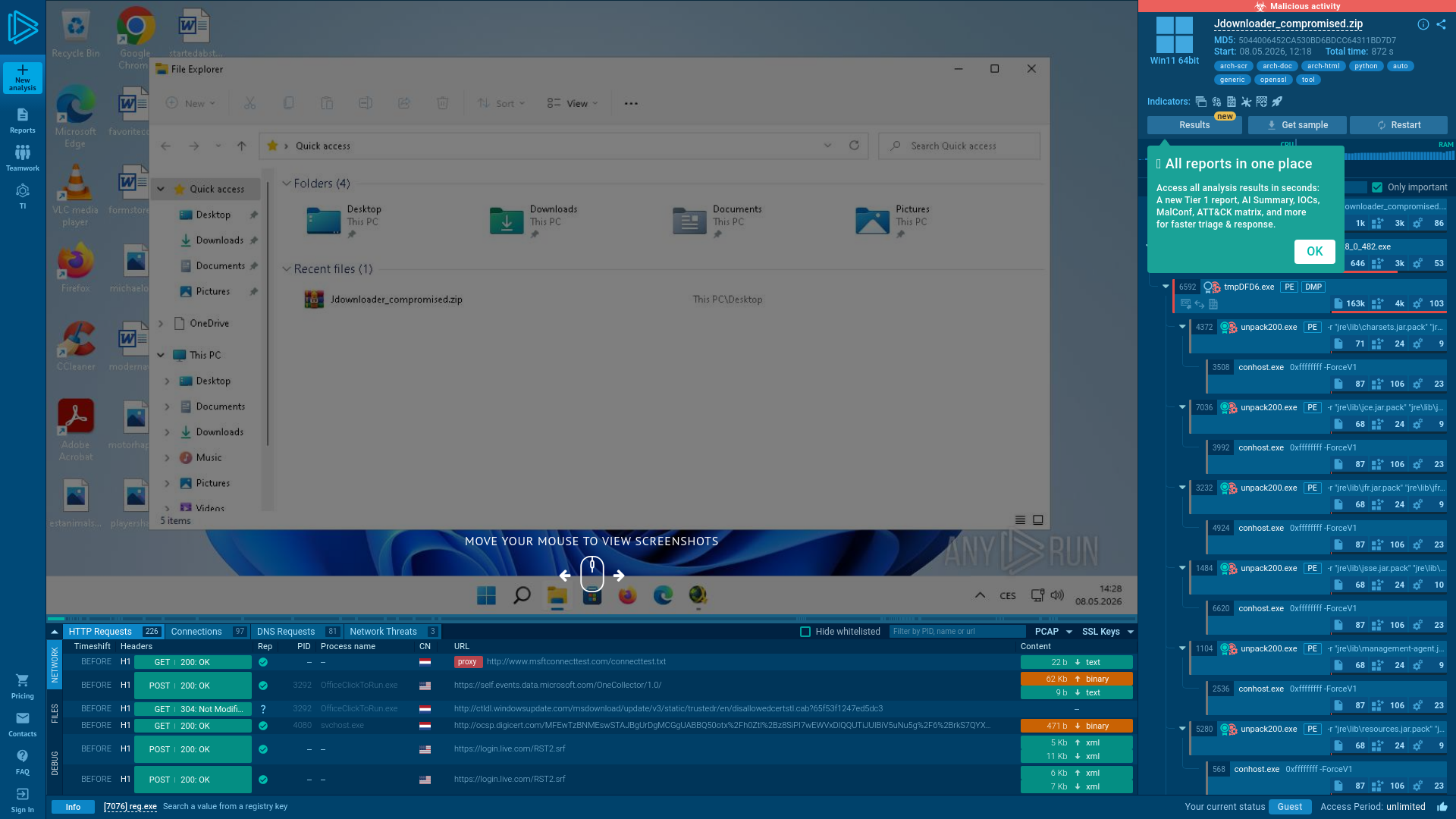 Analysis Jdownloader_compromised.zip (MD5: 5044006452CA530BD6BDCC64311BD7D7) Malicious activity - Interactive analysis ANY.RUN