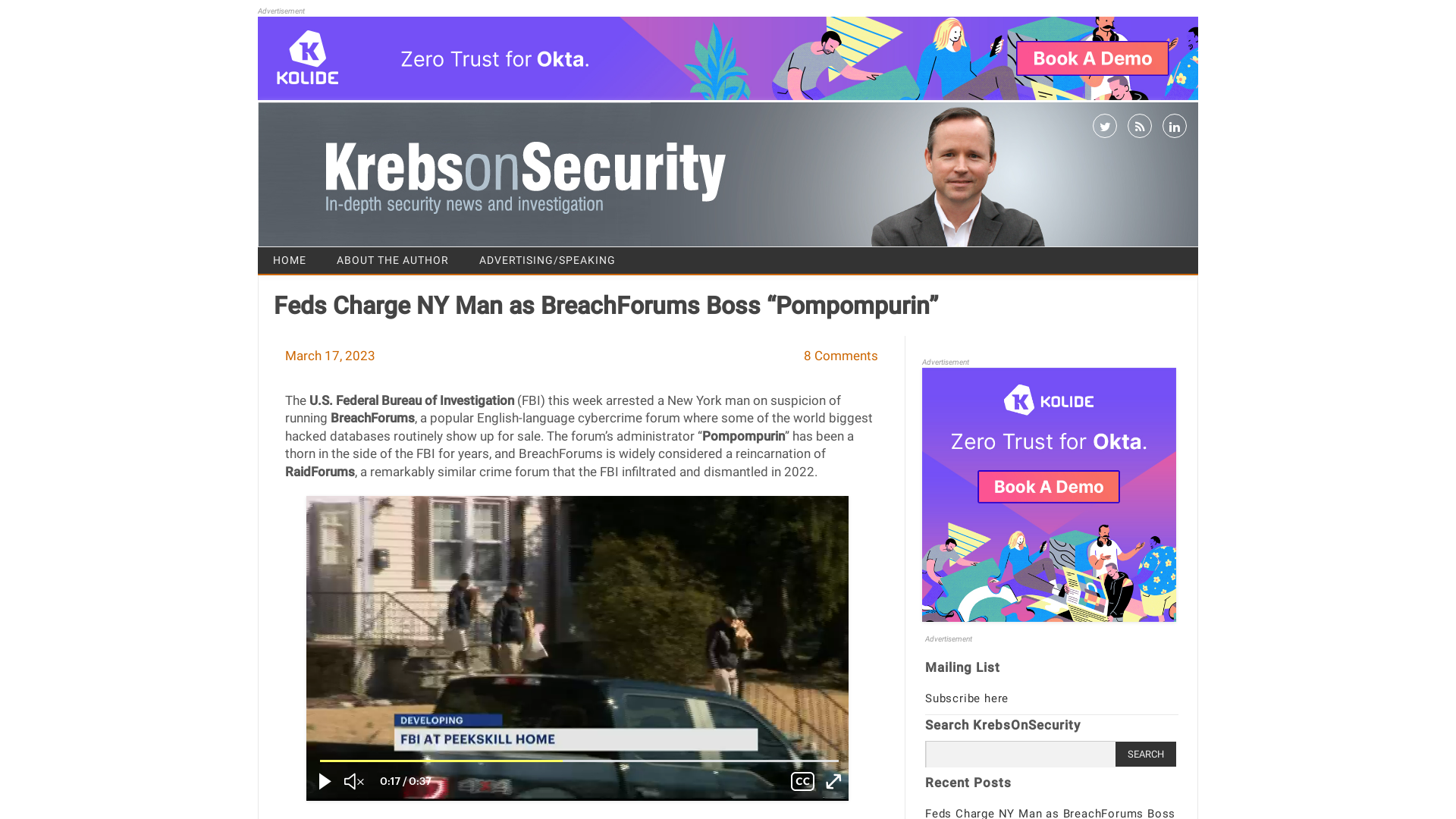 Feds Charge NY Man as BreachForums Boss “Pompompurin” – Krebs on Security