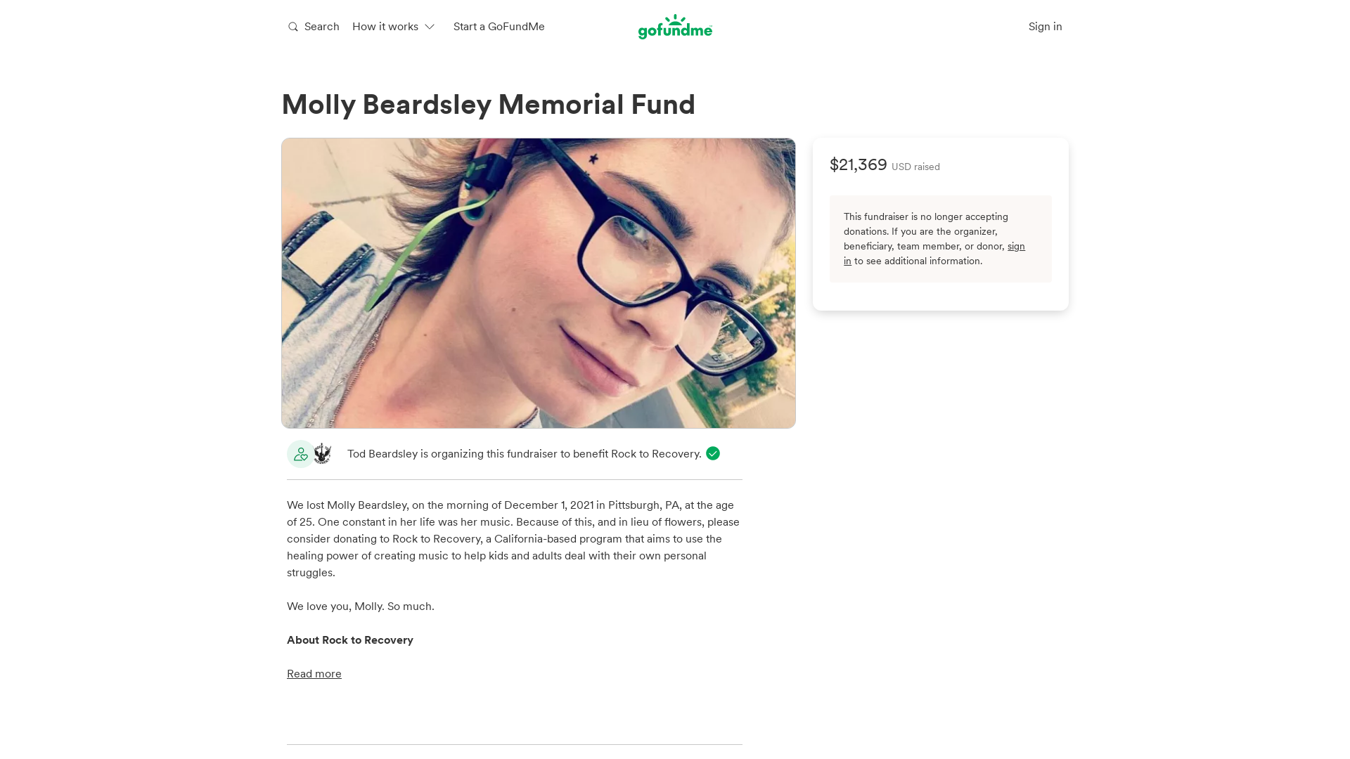 Fundraiser by Tod Beardsley : Molly Beardsley Memorial Fund