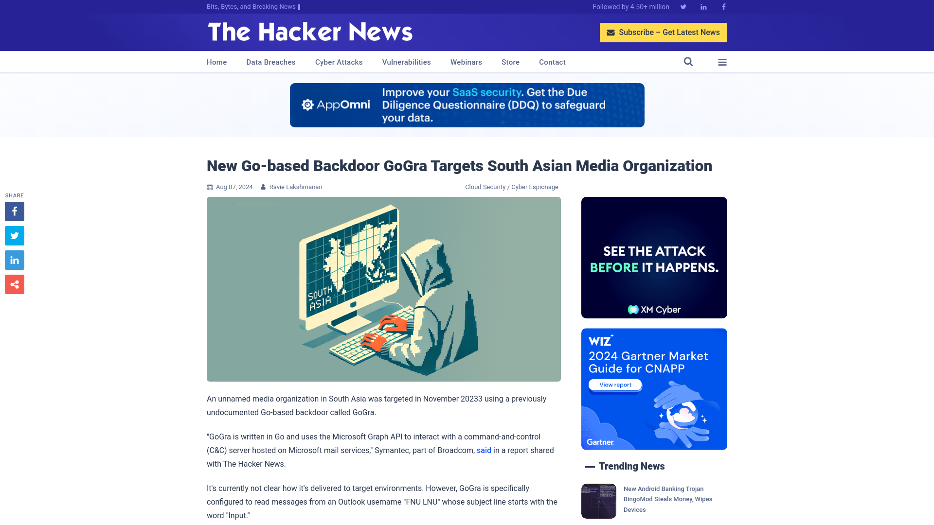 New Go-based Backdoor GoGra Targets South Asian Media Organization