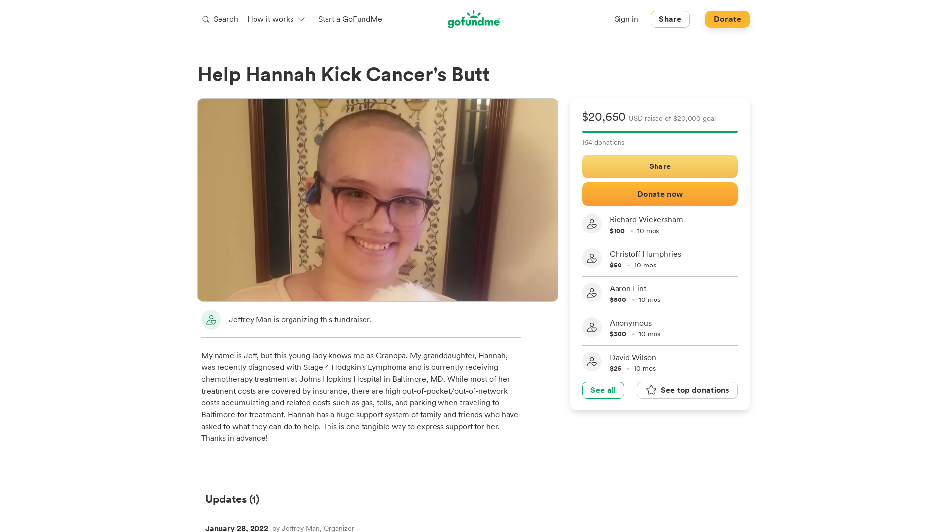 Fundraiser by Jeffrey Man : Help Hannah Kick Cancer's Butt